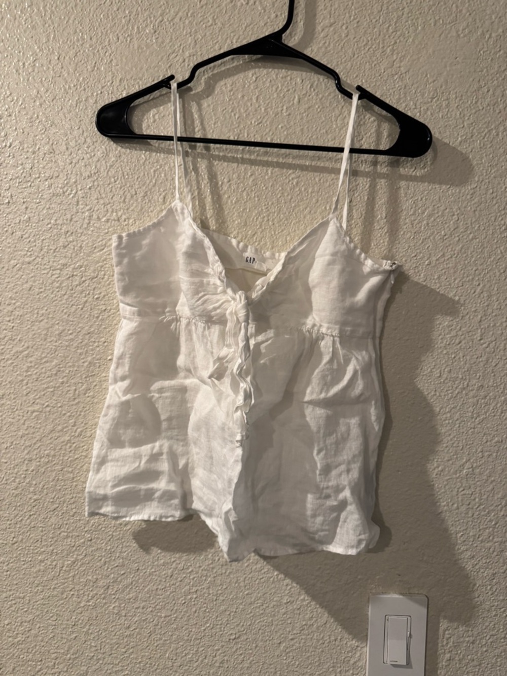 GAP White 100% Linen Tie-Front Camisole